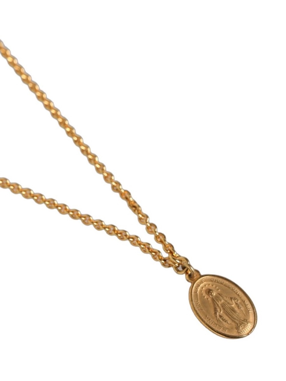 DOLCE & GABBANA RUNWAY Gold Tone Virgin Mary Medallion & Horseshoe Necklace NWT